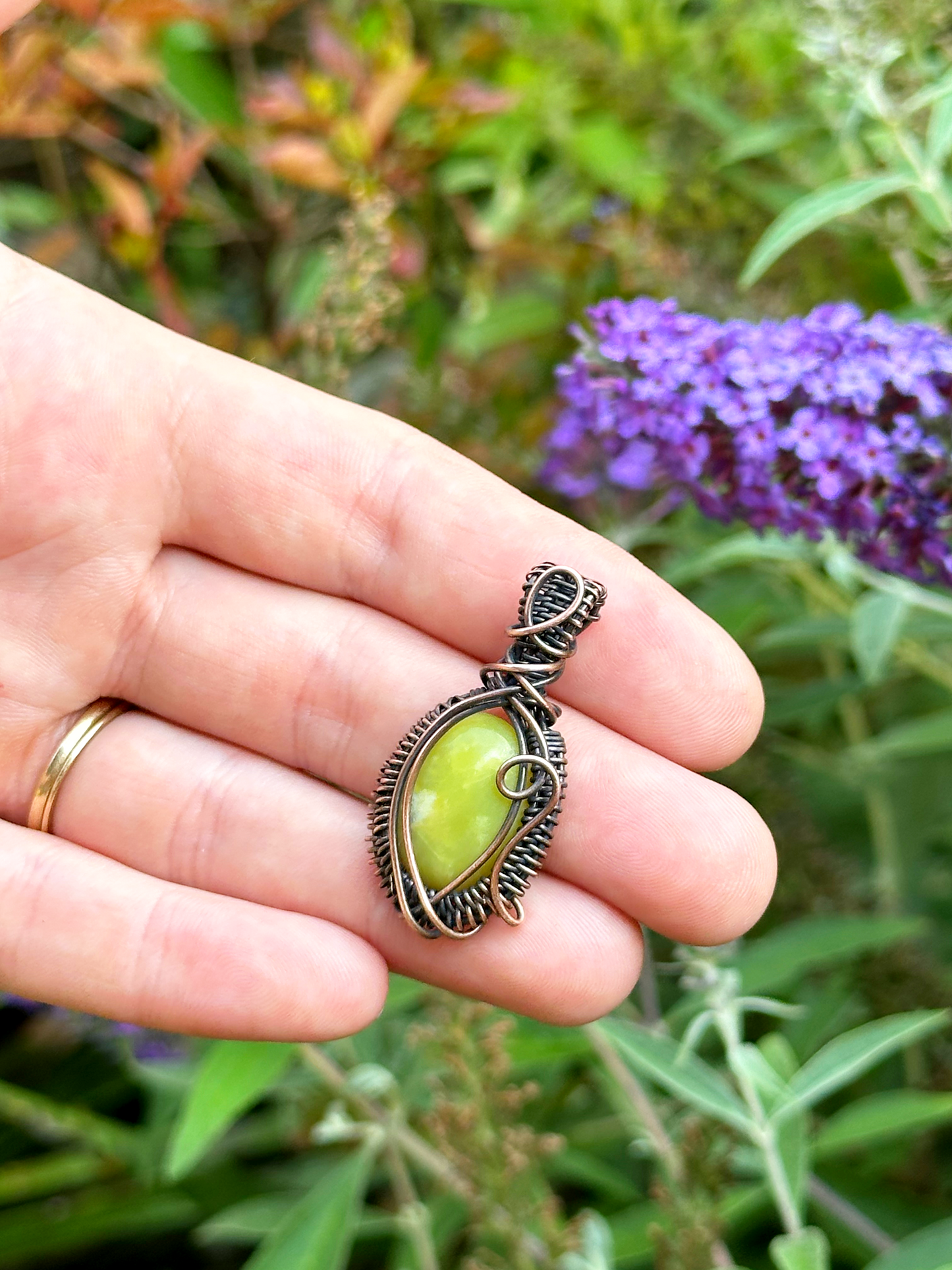 Mini Green Aventurine Crystal Copper Pendant