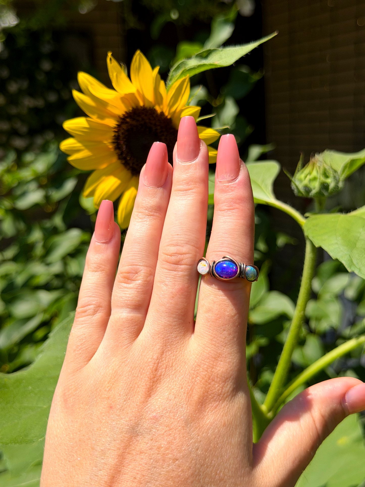 Triple Purple & Ethiopian Opal Copper Ring