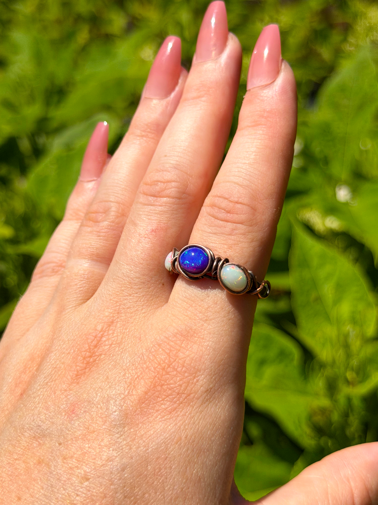 Triple Purple & Ethiopian Opal Copper Ring