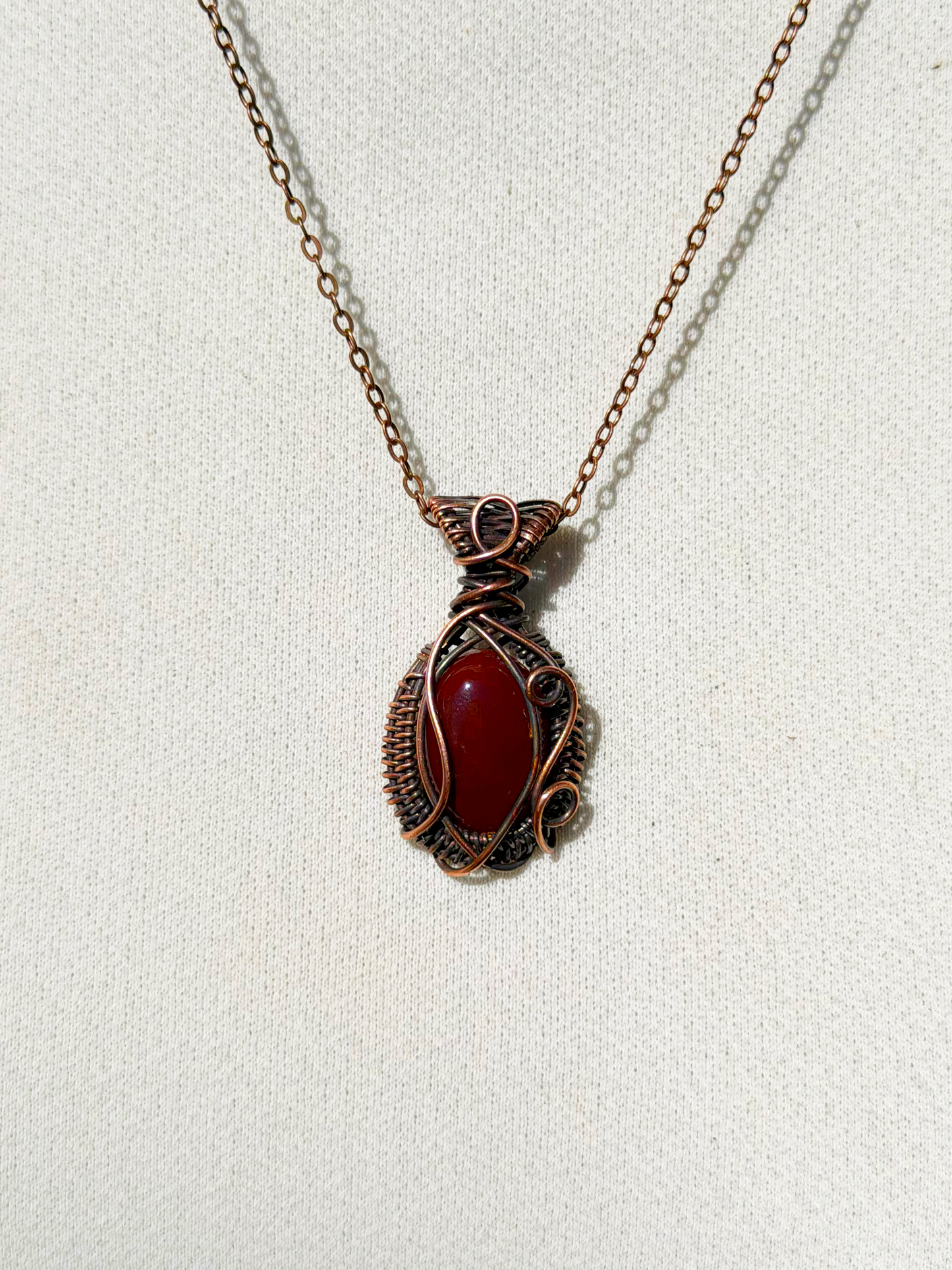 Mini Red Onyx Crystal Copper Pendant