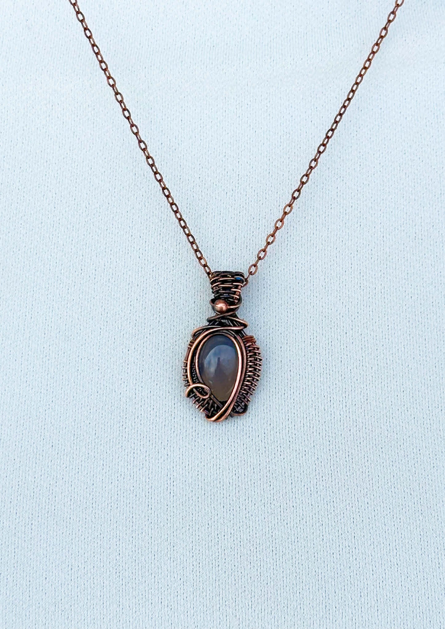 Mini Grey Quartz Crystal Copper Pendant