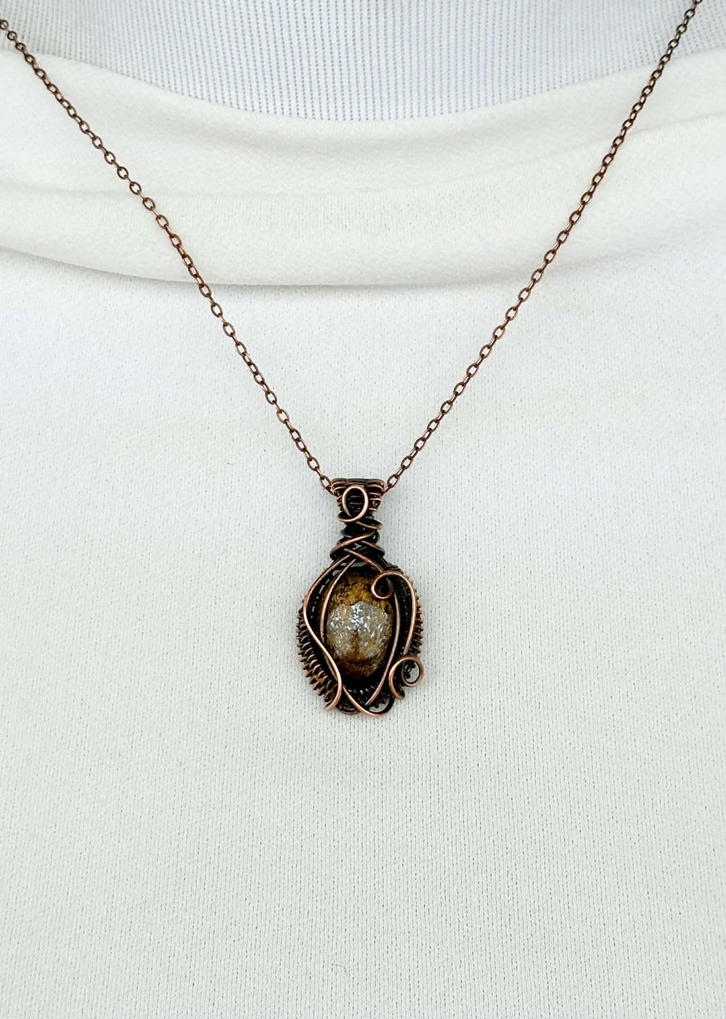 Mini Bronzite Accent Crystal Copper Pendant