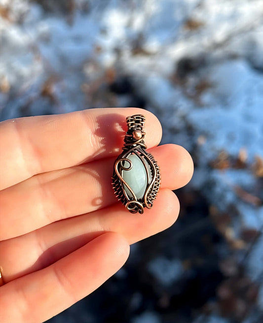 Mini Amazonite Crystal Copper Pendant