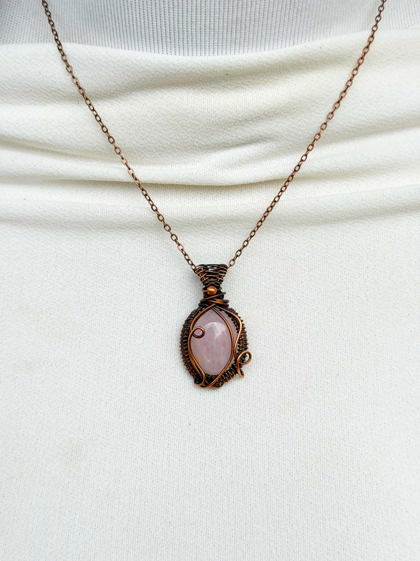 Rose Quartz Crystal Copper Pendant