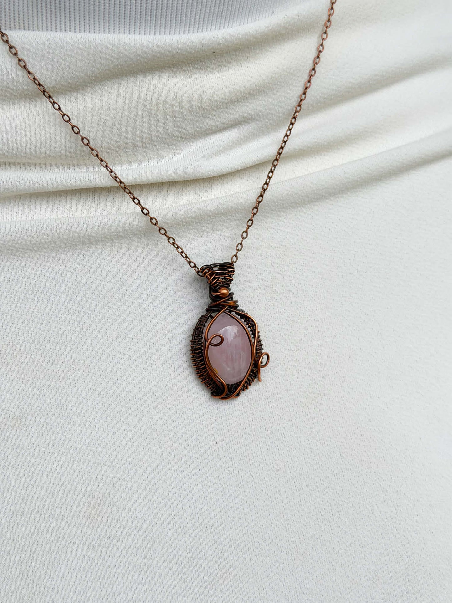 Rose Quartz Crystal Copper Pendant