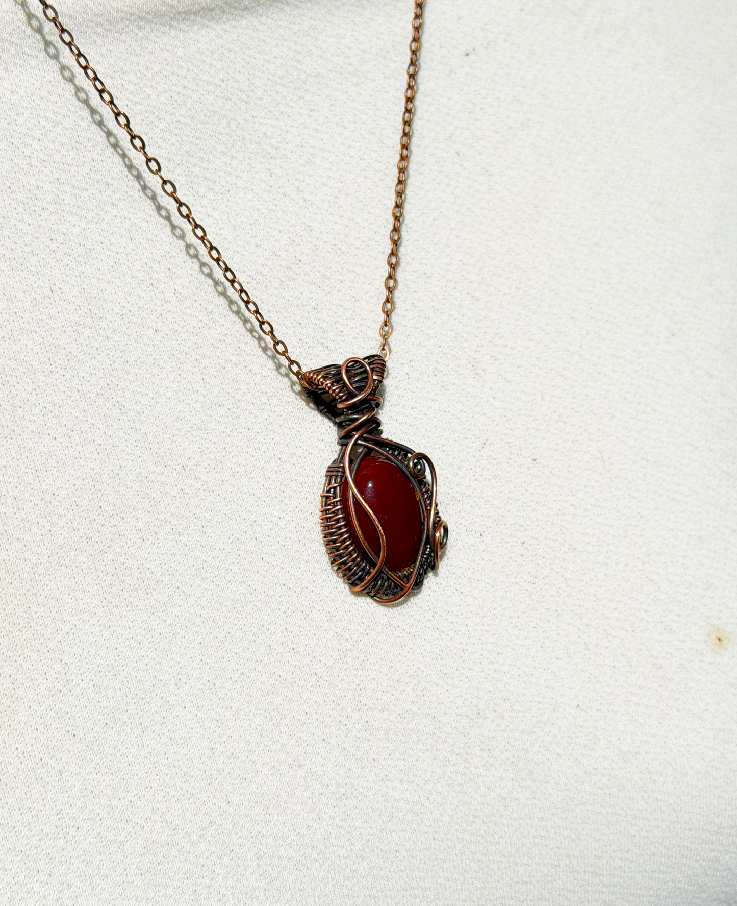 Mini Red Onyx Crystal Copper Pendant