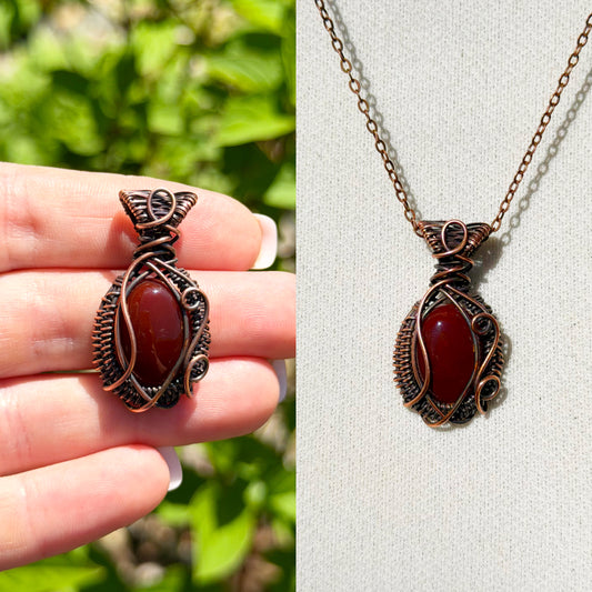 Mini Red Onyx Crystal Copper Pendant