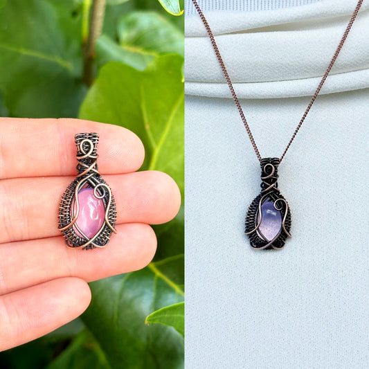 Mini Lavender Quartz Crystal Copper Pendant