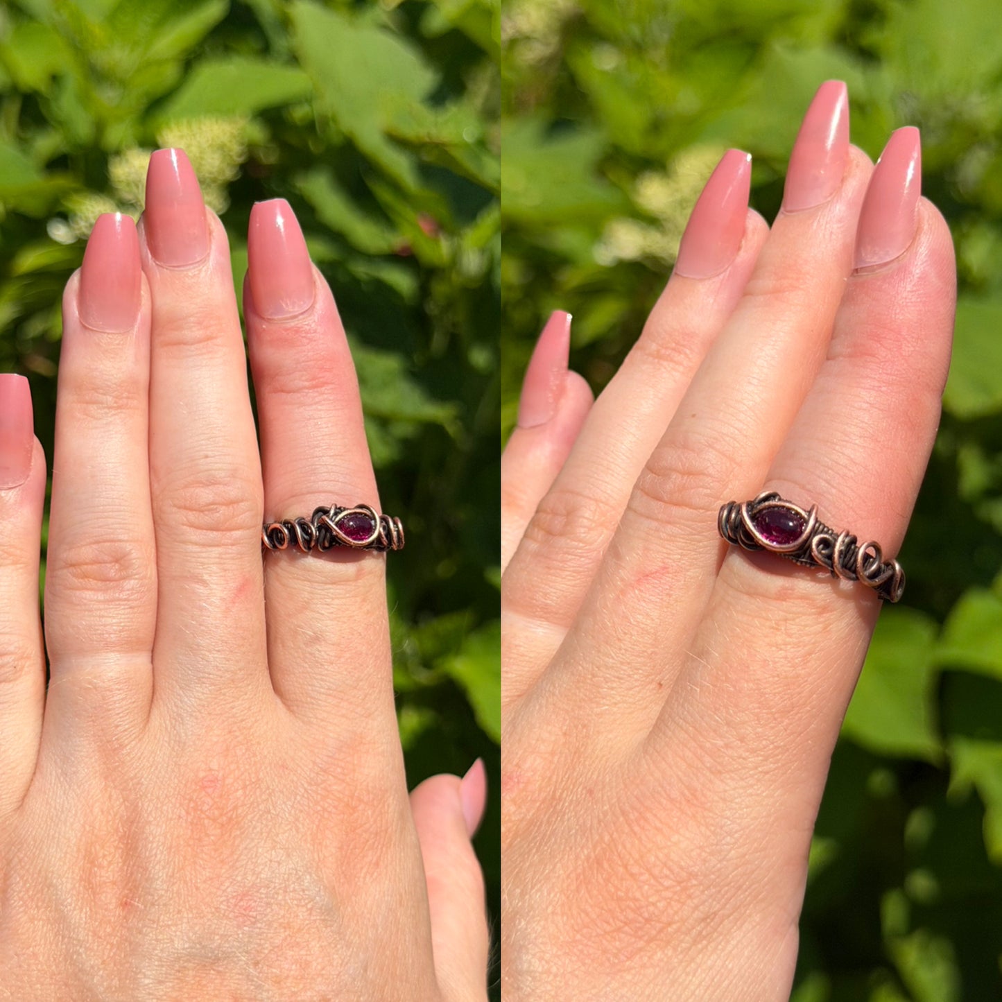 Purple Prehnite Crystal Copper Ring