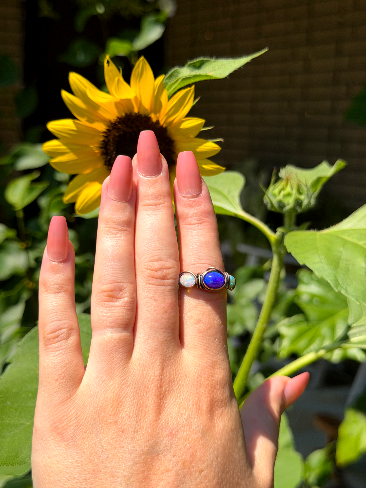 Triple Purple & Ethiopian Opal Copper Ring