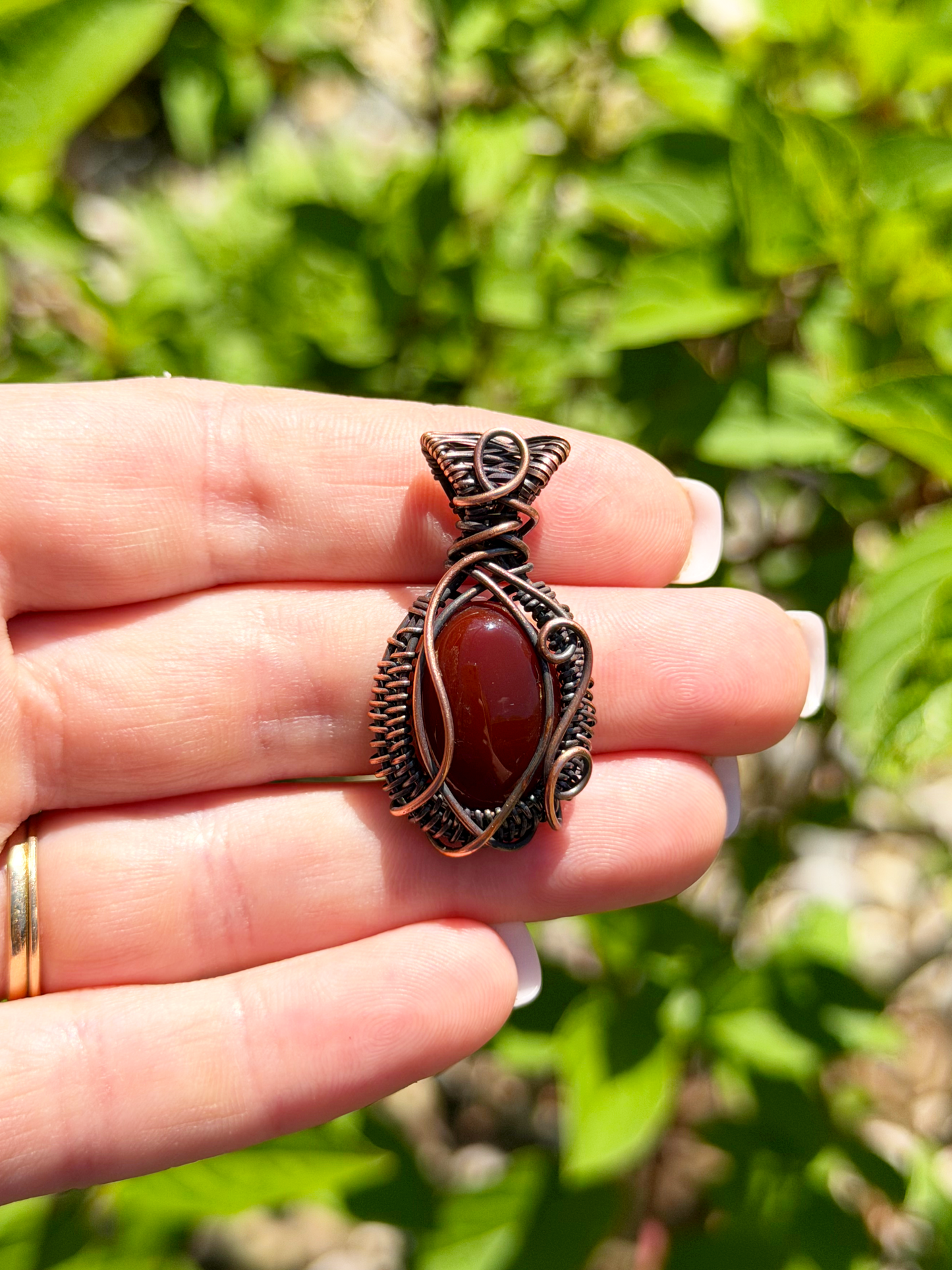 Mini Red Onyx Crystal Copper Pendant