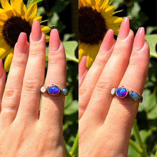 Triple Purple & Ethiopian Opal Copper Ring