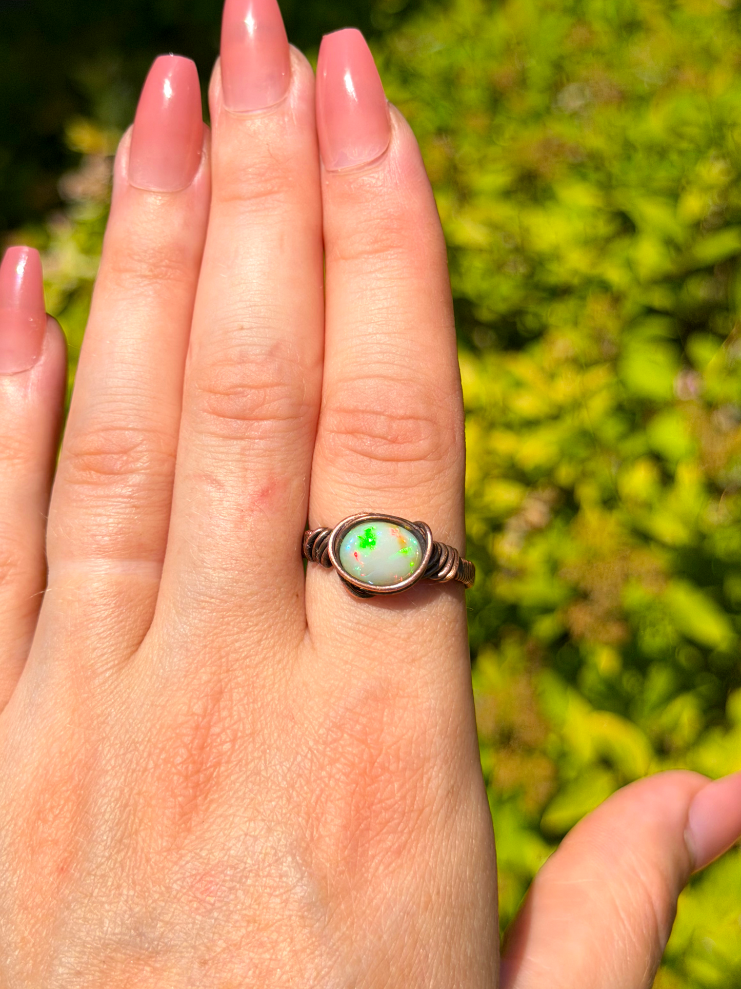 Ethiopian Crystal Opal Copper Ring