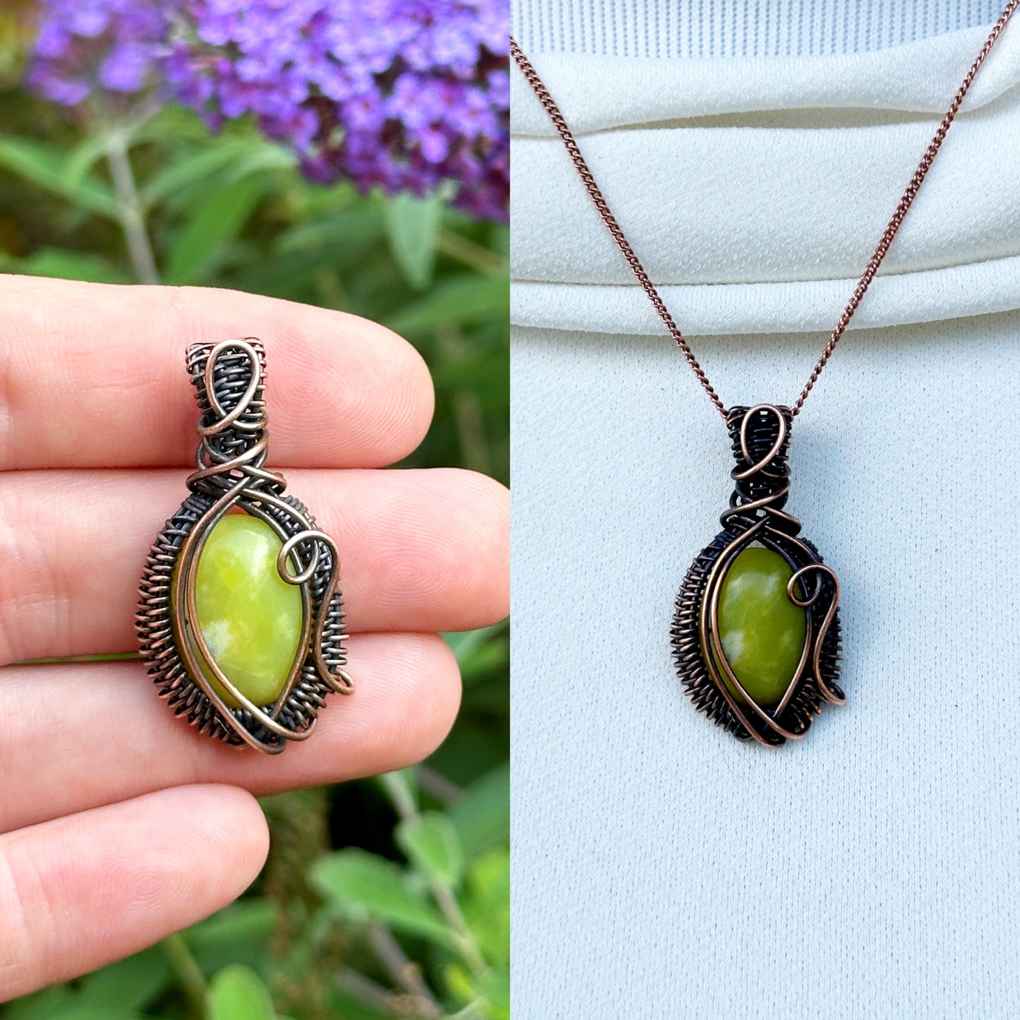 Mini Green Aventurine Crystal Copper Pendant