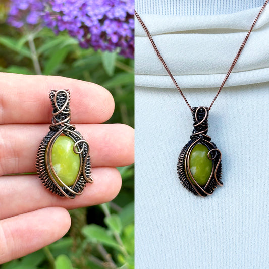 Mini Green Aventurine Crystal Copper Pendant