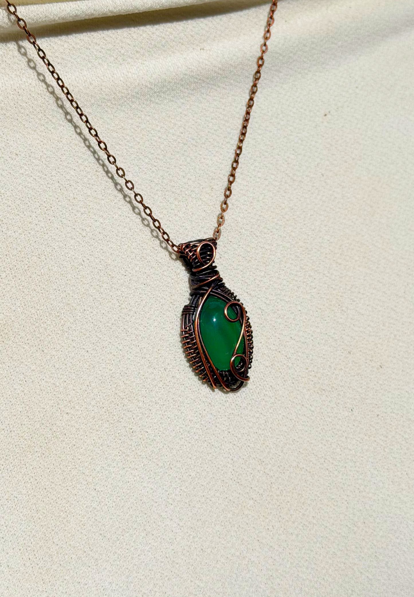 Mini Green Banded Agate Crystal Copper Pendant