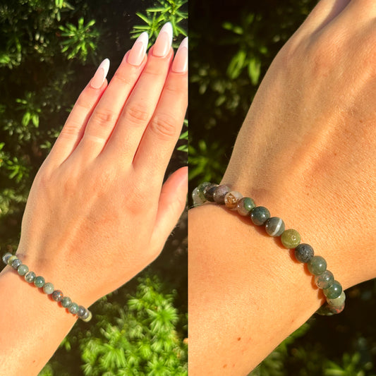 Indian Agate Crystal Beaded Bracelet