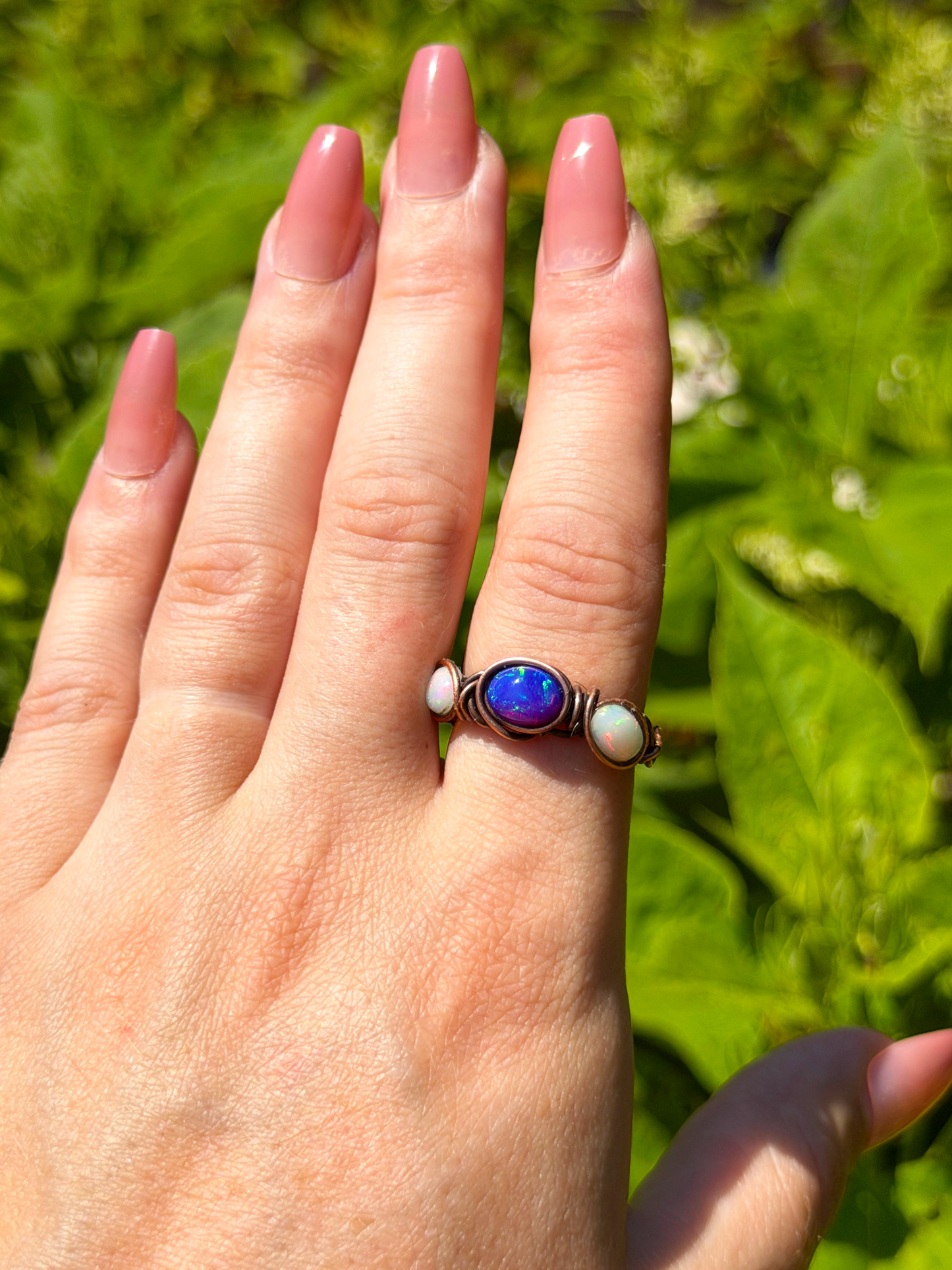Triple Purple & Ethiopian Opal Copper Ring