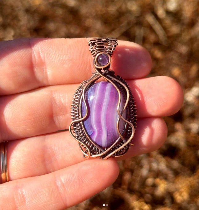 Purple Brazilian Agate with Amethyst Accent