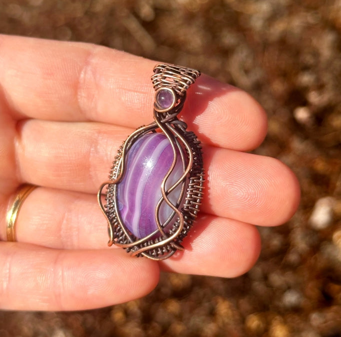 Purple Brazilian Agate with Amethyst Accent