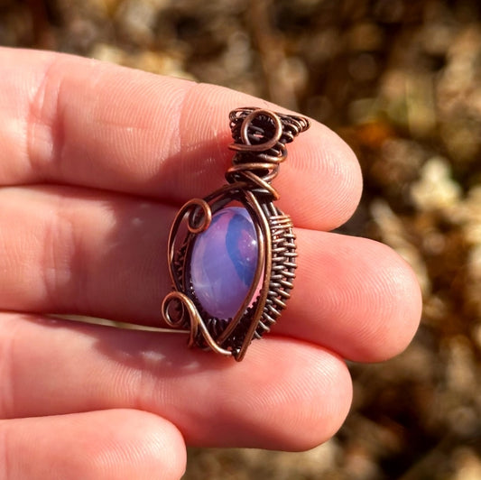 Mini Lavender Quartz Crystal Copper Pendant