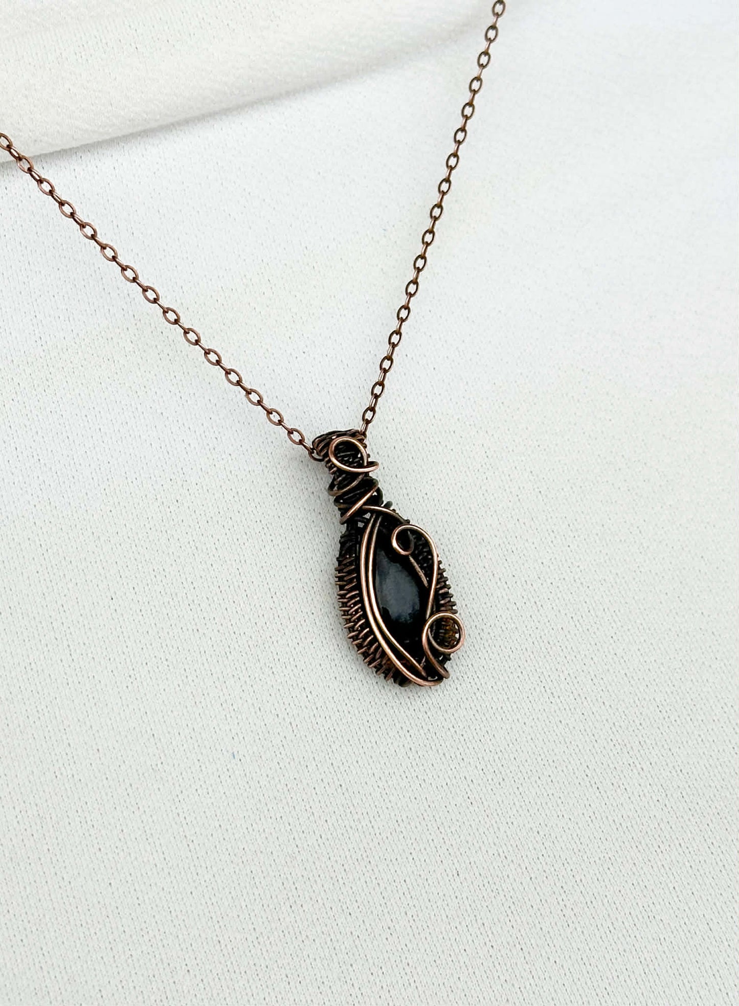 Mini Black Onyx Crystal Copper Pendant