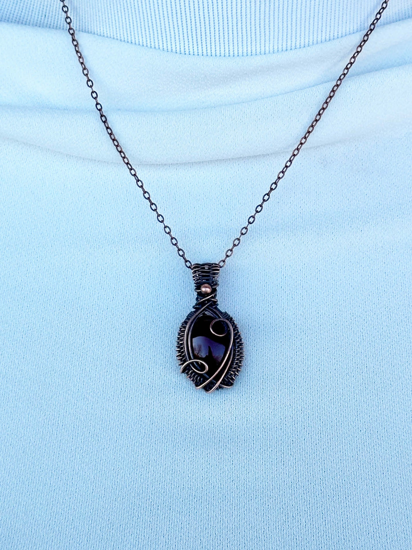 Mini Red Onyx Crystal Copper Pendant