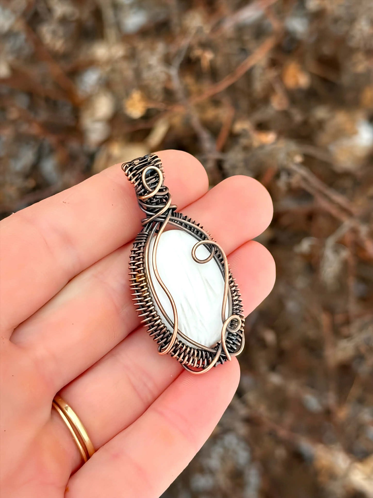 Scolecite Crystal Copper Pendant
