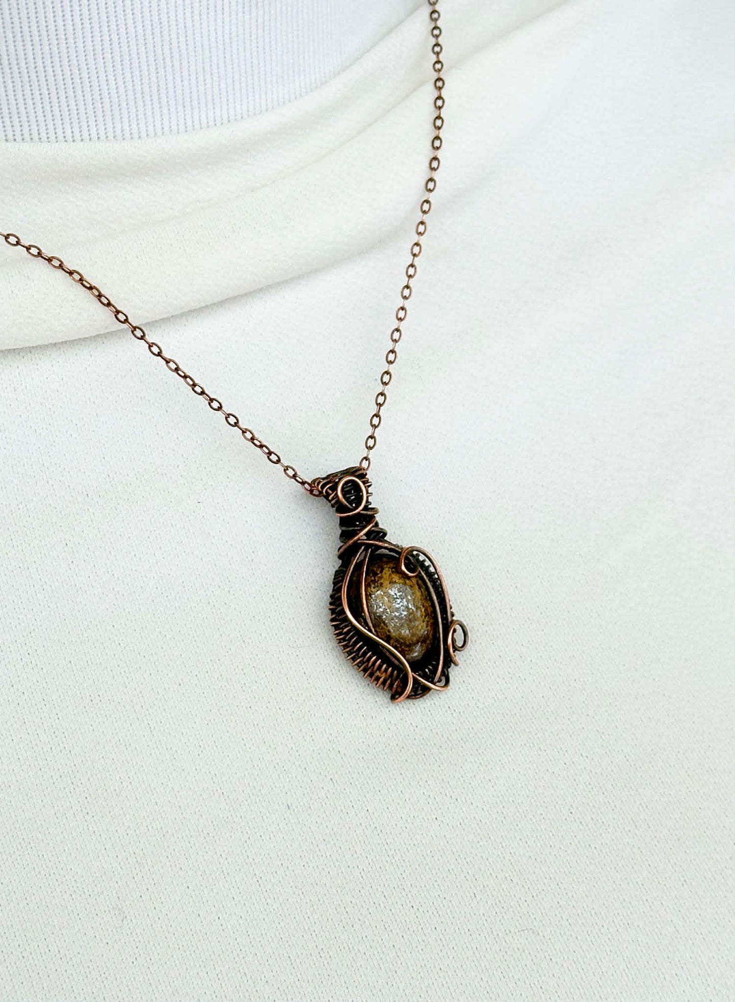 Mini Bronzite Accent Crystal Copper Pendant