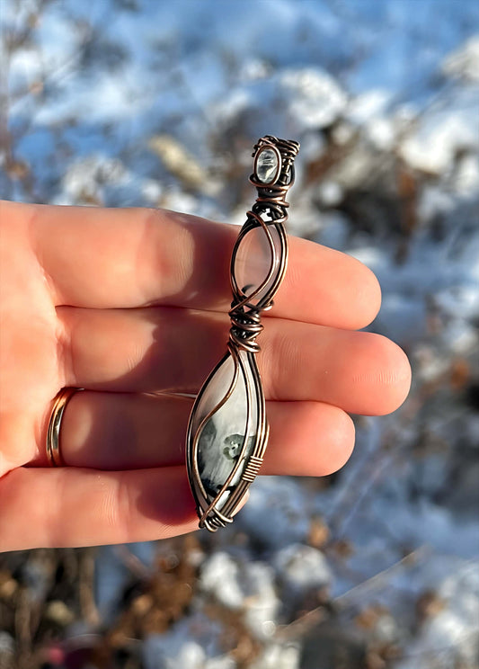 Triple Moonstone Crystal Copper Pendant