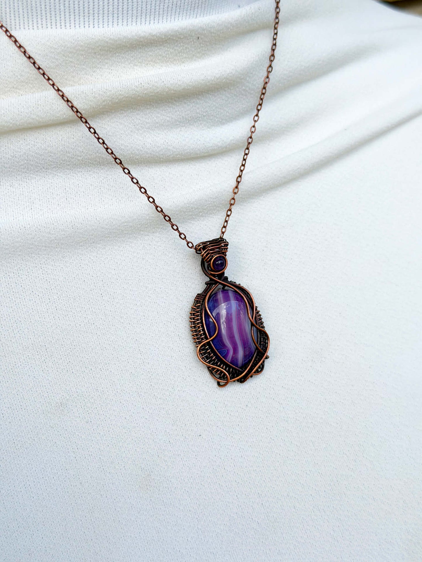 Purple Brazilian Agate with Amethyst Accent