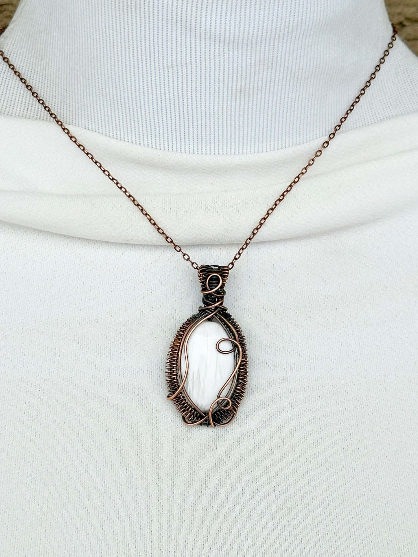 Scolecite Crystal Copper Pendant