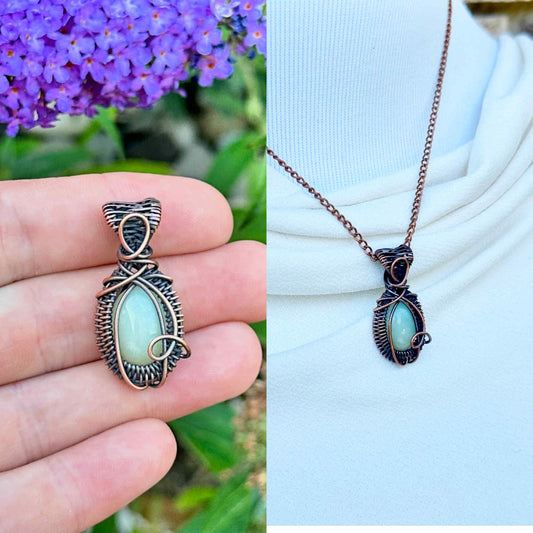 Mini Amazonite Crystal Copper Pendant