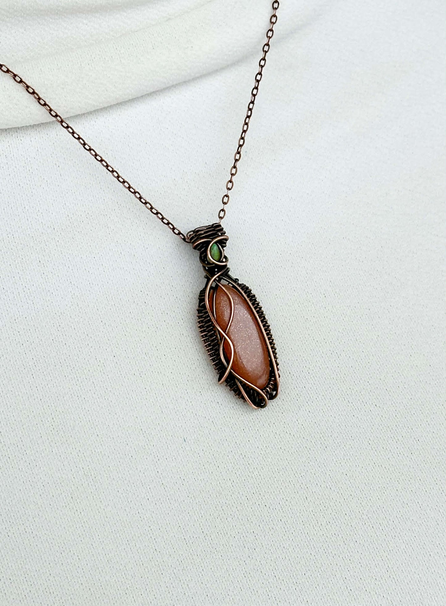 Peach Moonstone & Opal Accent Crystal Copper Pendant