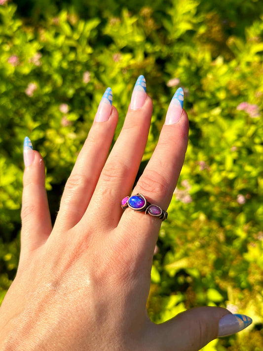 Triple Opal Sangria Copper Ring *Size 8*