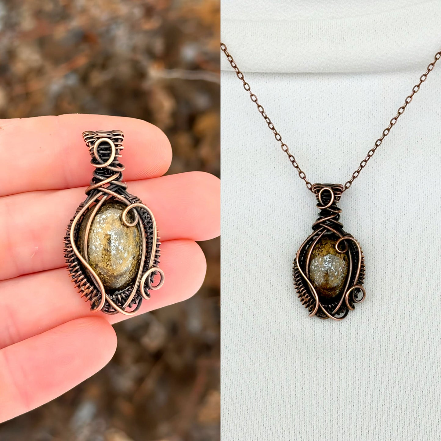 Mini Bronzite Accent Crystal Copper Pendant